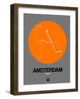 Amsterdam Orange Subway Map-NaxArt-Framed Art Print