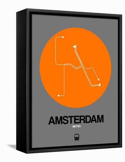 Amsterdam Orange Subway Map-NaxArt-Framed Stretched Canvas