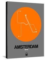 Amsterdam Orange Subway Map-NaxArt-Stretched Canvas