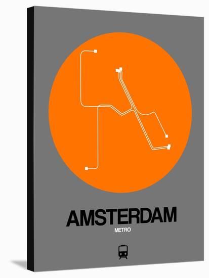 Amsterdam Orange Subway Map-NaxArt-Stretched Canvas