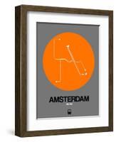 Amsterdam Orange Subway Map-NaxArt-Framed Art Print