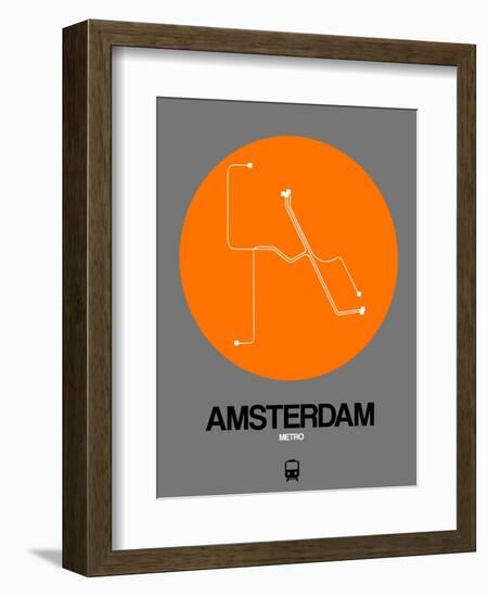 Amsterdam Orange Subway Map-NaxArt-Framed Art Print
