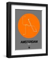 Amsterdam Orange Subway Map-NaxArt-Framed Art Print