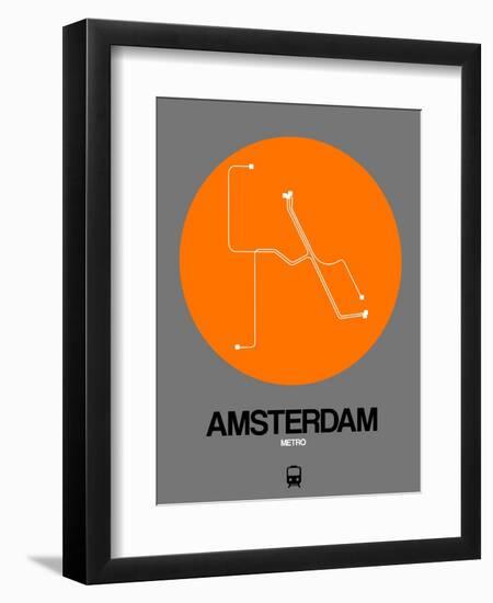 Amsterdam Orange Subway Map-NaxArt-Framed Art Print