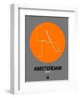 Amsterdam Orange Subway Map-NaxArt-Framed Art Print