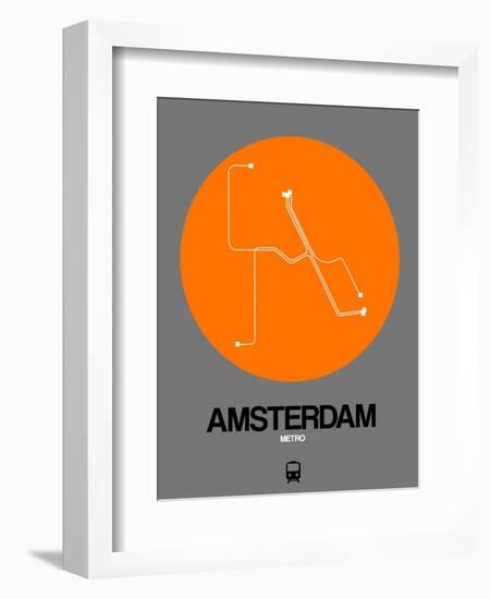 Amsterdam Orange Subway Map-NaxArt-Framed Art Print