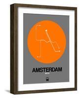 Amsterdam Orange Subway Map-NaxArt-Framed Art Print