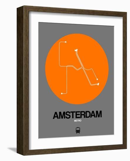 Amsterdam Orange Subway Map-NaxArt-Framed Art Print