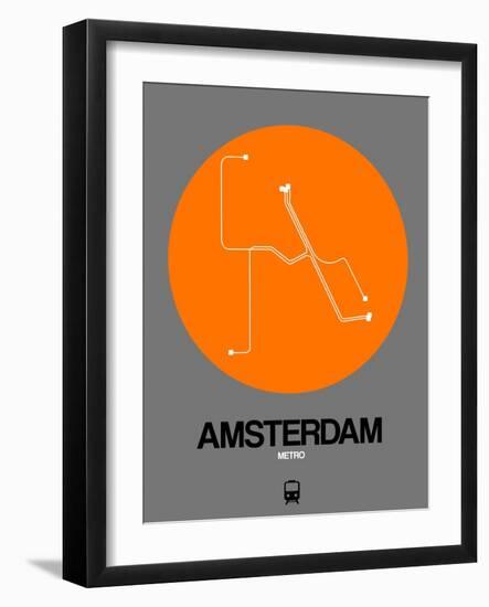 Amsterdam Orange Subway Map-NaxArt-Framed Art Print