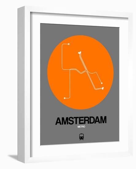 Amsterdam Orange Subway Map-NaxArt-Framed Art Print