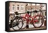 Amsterdam Red Bicycle-Erin Berzel-Framed Stretched Canvas