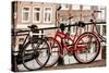 Amsterdam Red Bicycle-Erin Berzel-Stretched Canvas