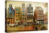 Amsterdam - Retro Styled Picture-Maugli-l-Stretched Canvas