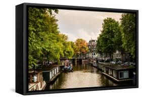 Amsterdam Singel Canal IV-Erin Berzel-Framed Stretched Canvas