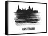 Amsterdam Skyline Brush Stroke - Black II-NaxArt-Framed Stretched Canvas