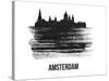 Amsterdam Skyline Brush Stroke - Black II-NaxArt-Stretched Canvas