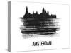 Amsterdam Skyline Brush Stroke - Black II-NaxArt-Stretched Canvas
