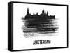 Amsterdam Skyline Brush Stroke - Black II-NaxArt-Framed Stretched Canvas