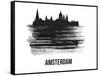 Amsterdam Skyline Brush Stroke - Black II-NaxArt-Framed Stretched Canvas