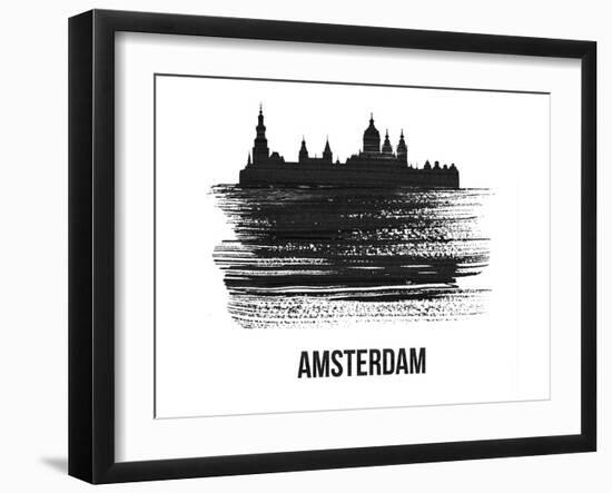 Amsterdam Skyline Brush Stroke - Black II-NaxArt-Framed Art Print