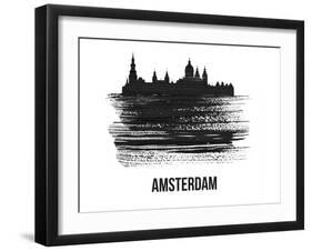 Amsterdam Skyline Brush Stroke - Black II-NaxArt-Framed Art Print