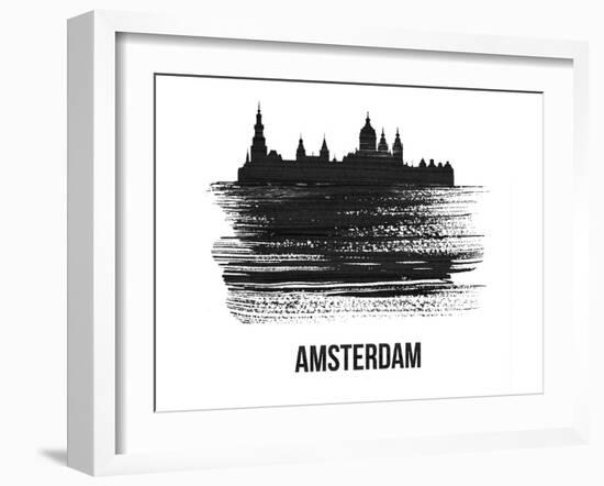 Amsterdam Skyline Brush Stroke - Black II-NaxArt-Framed Art Print