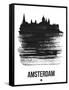 Amsterdam Skyline Brush Stroke - Black-NaxArt-Framed Stretched Canvas