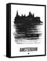 Amsterdam Skyline Brush Stroke - Black-NaxArt-Framed Stretched Canvas