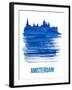 Amsterdam Skyline Brush Stroke - Blue-NaxArt-Framed Art Print