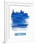 Amsterdam Skyline Brush Stroke - Blue-NaxArt-Framed Art Print