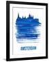 Amsterdam Skyline Brush Stroke - Blue-NaxArt-Framed Art Print