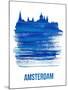 Amsterdam Skyline Brush Stroke - Blue-NaxArt-Mounted Art Print