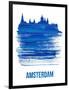 Amsterdam Skyline Brush Stroke - Blue-NaxArt-Framed Art Print