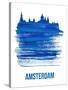 Amsterdam Skyline Brush Stroke - Blue-NaxArt-Stretched Canvas