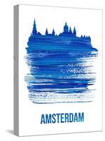 Amsterdam Skyline Brush Stroke - Blue-NaxArt-Stretched Canvas