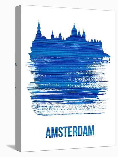 Amsterdam Skyline Brush Stroke - Blue-NaxArt-Stretched Canvas