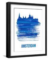 Amsterdam Skyline Brush Stroke - Blue-NaxArt-Framed Art Print