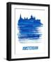 Amsterdam Skyline Brush Stroke - Blue-NaxArt-Framed Art Print