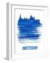 Amsterdam Skyline Brush Stroke - Blue-NaxArt-Framed Art Print