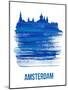 Amsterdam Skyline Brush Stroke - Blue-NaxArt-Mounted Art Print