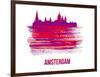 Amsterdam Skyline Brush Stroke - Red-NaxArt-Framed Art Print