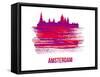 Amsterdam Skyline Brush Stroke - Red-NaxArt-Framed Stretched Canvas