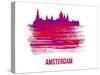 Amsterdam Skyline Brush Stroke - Red-NaxArt-Stretched Canvas