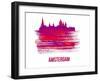 Amsterdam Skyline Brush Stroke - Red-NaxArt-Framed Art Print