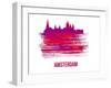 Amsterdam Skyline Brush Stroke - Red-NaxArt-Framed Art Print