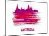 Amsterdam Skyline Brush Stroke - Red-NaxArt-Mounted Art Print