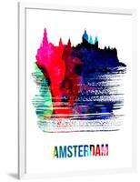 Amsterdam Skyline Brush Stroke - Watercolor-NaxArt-Framed Art Print