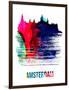 Amsterdam Skyline Brush Stroke - Watercolor-NaxArt-Framed Art Print