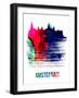 Amsterdam Skyline Brush Stroke - Watercolor-NaxArt-Framed Art Print