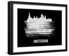 Amsterdam Skyline Brush Stroke - White-NaxArt-Framed Art Print